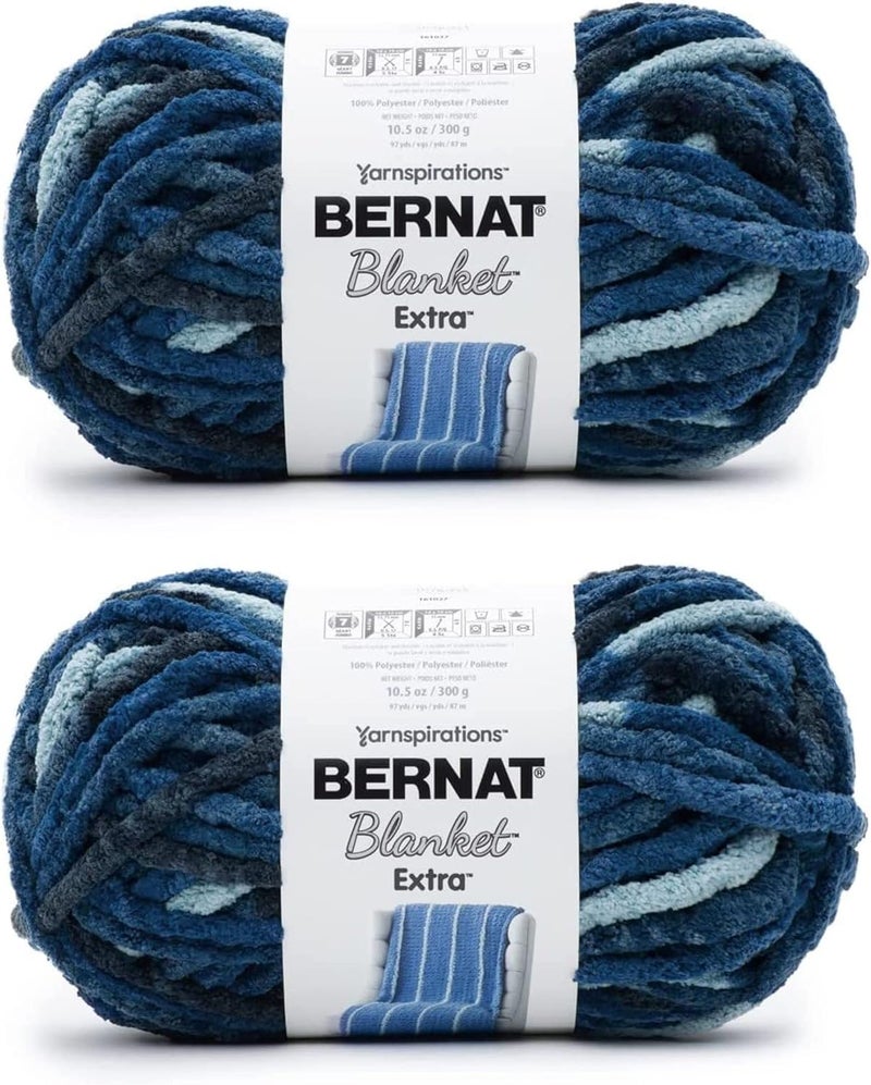 Bernat Blanket Extra Teal Dreams Yarn - 2 Pack of 300g/10.5oz - Polyester - 7 Jumbo - 97 Yards - Knitting/Crochet - Image 1